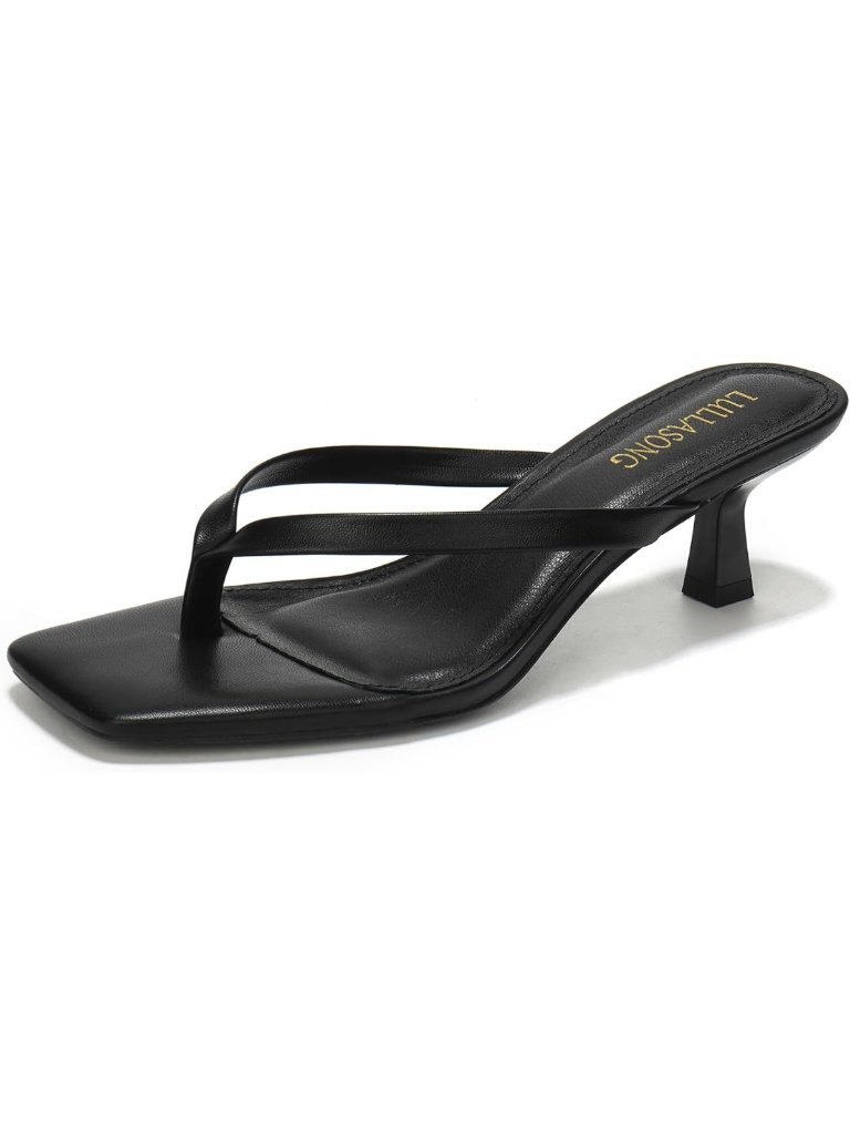 Chic Women's Kitten Heels Sandals - Square Open Toe Flip Flops, 1.8-2" Heels